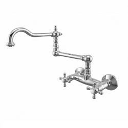PB classic Aufputz-Wandarmatur mit Sterngriffen und langem schwenkbarem Auslauf, Chrom 1208855442