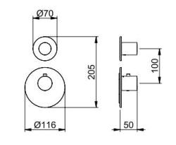 SB Round High Flow Inbouw thermostaatkraan met 2 knoppen afbouwdeel mat zwart 1208952438