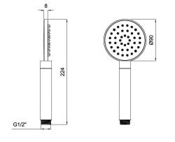 SB Rubinetterie Universale handdouche  geborsteld messing PVD met zwart handvat  1208953554