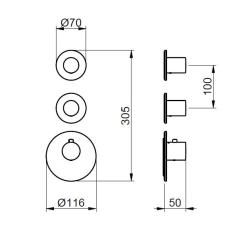 Rubio 316 Inbouw thermostaatkraan met 2 stopkranen 1208946972