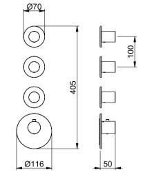SB Round 316 High Flow Inbouw thermostaatkraan met 4 knoppen volledig RVS afbouwdeel 1208954877