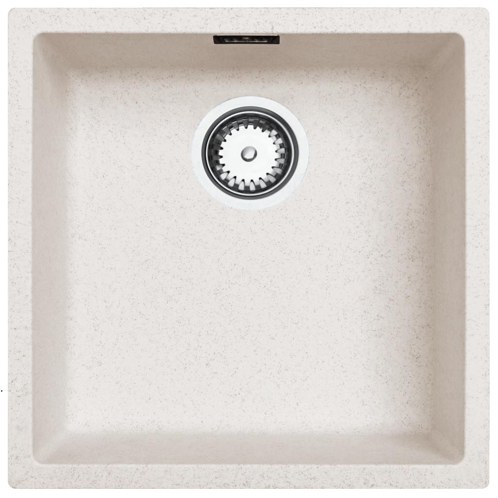 Sand-white sink, 40x40 cm, undermount and top-mount, with stainless steel plug 1208956394
