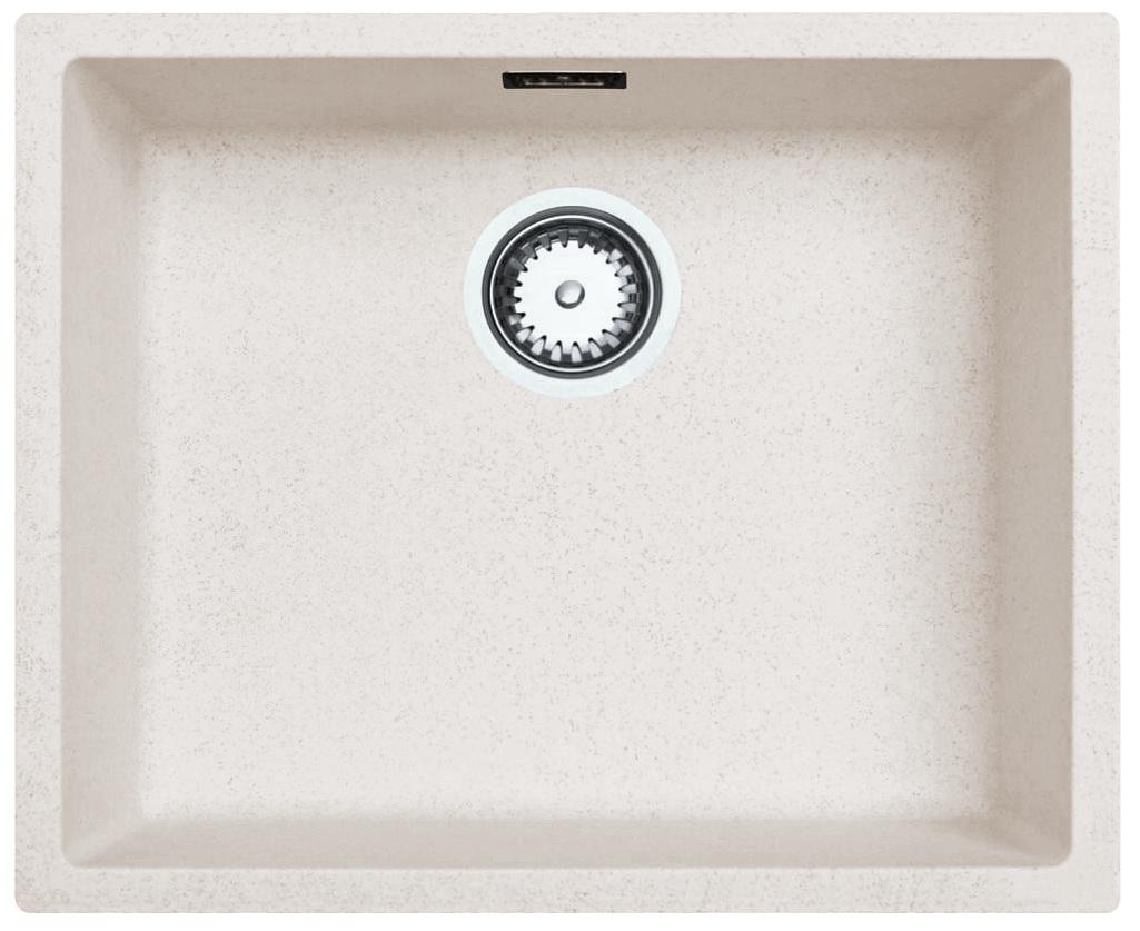 Sand White Cream Sink 50x40 cm Under-mount and Over-mount with Stainless Steel Plug 1208956399