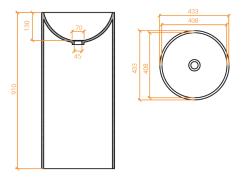 Solid-S Oval vrijstaande wastafel Solid Surface mat wit rond 43 x 91cm 1208957217