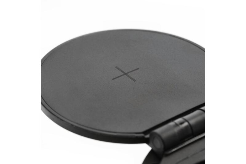 Indux Charger Plus inbouw stopcontact zwart 1x randaarde Type F + USB-A & USB-C + draadloos laden 5W Ø80 mm