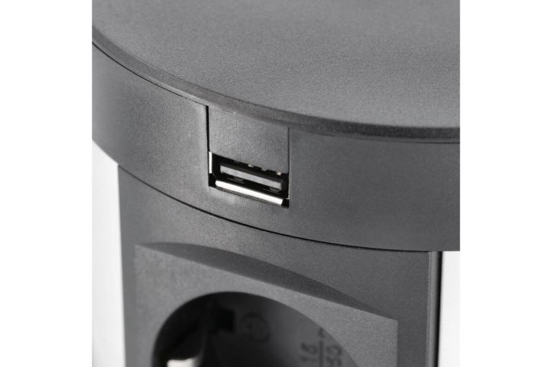 Indux Comfort Plus pop-up stopcontact zwart 4x penaarde Type E + 2x USB-A + 2x RJ45 + draadloos laden 5W