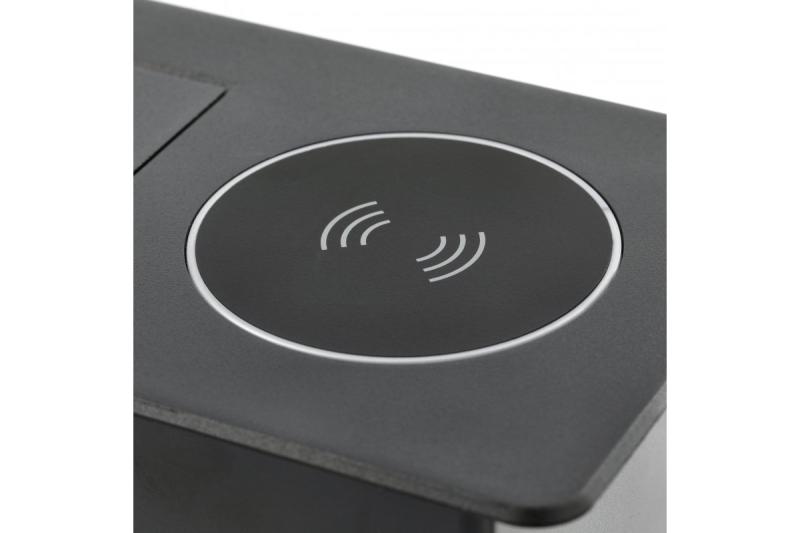 Indux Avaro Plus pop-up inbouw stopcontact zwart 1x penaarde Type E + USB-A & USB-C + draadloos laden 5W