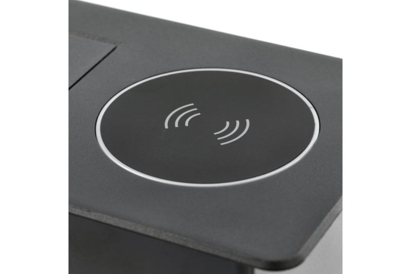 Indux Avaro Plus pop-up inbouw stopcontact zwart 1x penaarde Type E + USB-A & USB-C + draadloos laden 5W