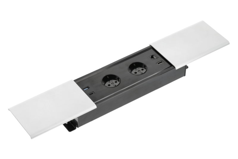 Indux Prestino inbouw bureaustopcontact wit 2x randaarde Type F + USB-A & USB-C + HDMI + RJ45