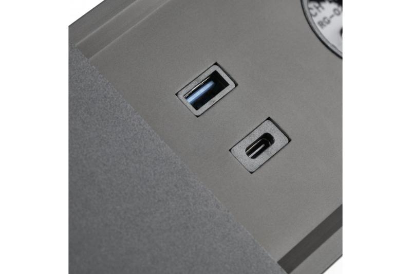 Indux Prestino inbouw bureaustopcontact zwart 2x randaarde Type F + USB-A & USB-C + HDMI + RJ45