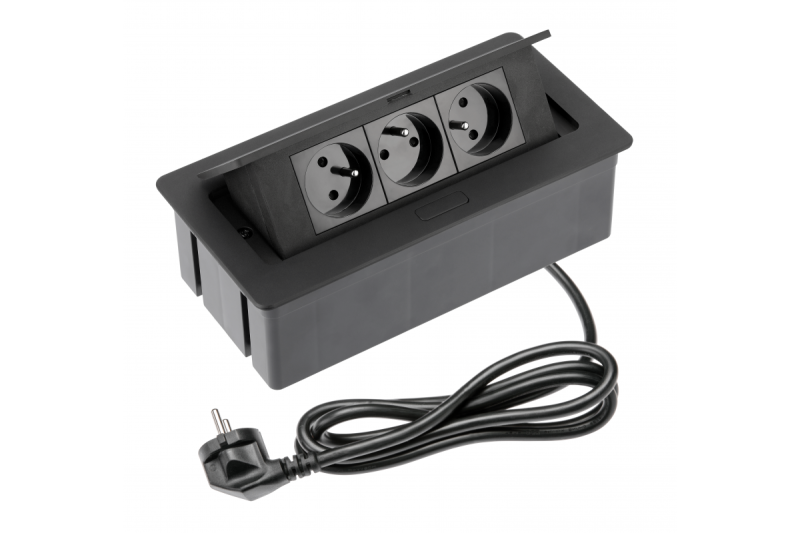 Indux SOFT inbouw stopcontact zwart 3x penaarde Type E 3600W
