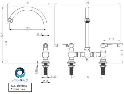 AquaTrimo Country 2 gats  klassieke keuken nostalgische brug keukenkraan met ronde uitloop chroom 21CT7655CM LET OP NOG VERDER AANPASSEN