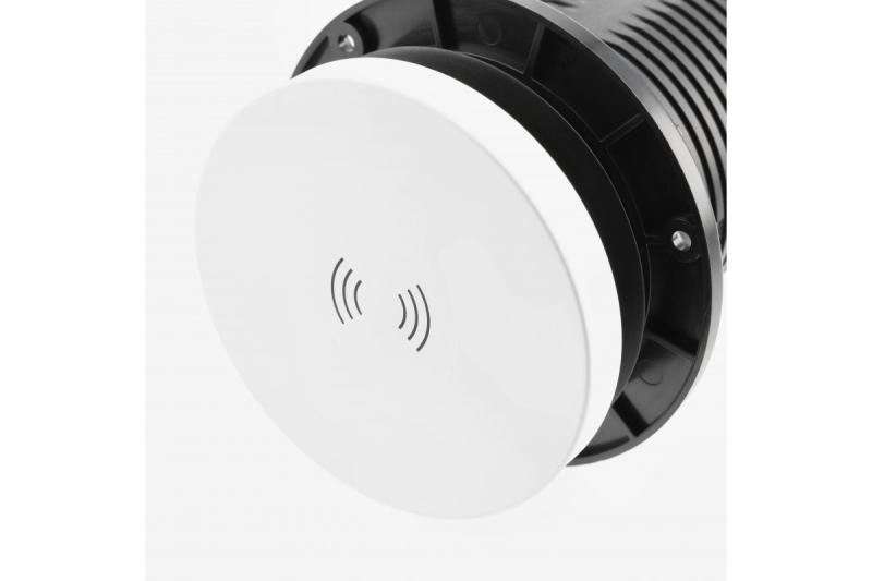 Indux Camino uitschuifbaar stopcontact wit 2x penaarde Type E + USB-A & USB-C + draadloos laden 10W Ø80 mm