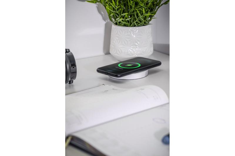 Indux Camino uitschuifbaar stopcontact wit 2x randaarde + USB-A & USB-C + draadloos laden 10W Ø80 mm