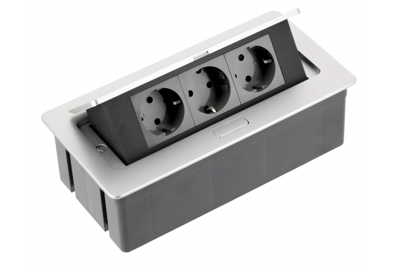 Indux SOFT inbouw stopcontact aluminium 3x randaarde Type F 3600W