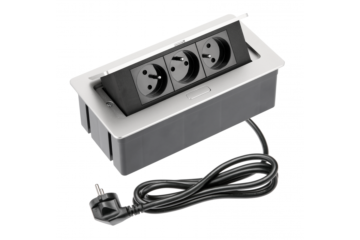 Indux Gniazdko do zabudowy SOFT aluminiowe 3x uziemione typ E 3600 W
