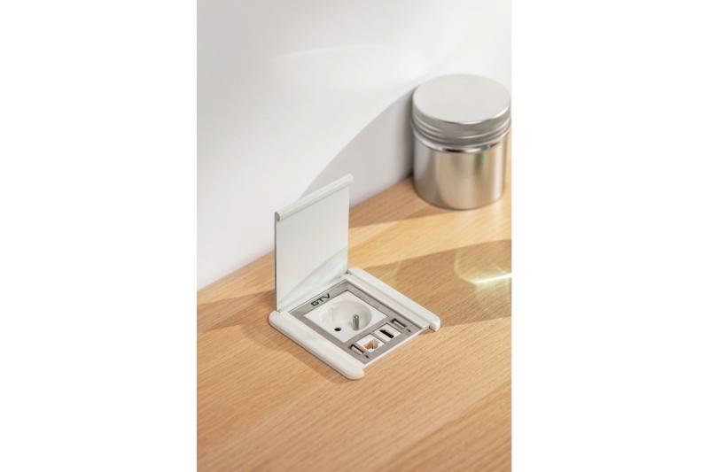 Indux Flip inbouw stopcontact wit 1x penaarde Type E + 2x USB-A 12W + HDMI + RJ45