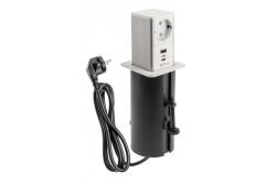 Indux Tower uitschuifbaar stopcontact wit 1x randaarde Type F + USB-A & USB-C 20W Ø80 mm