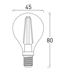 Decor Lumiere este un bec cu leduri rotunde E14, cu filament, cu lumina de lumanare de 1800K, intr-un glob de sticla fumurie de 45mm.