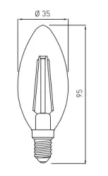 Lampă LED ovală Decor Lumiere E14 Filament alb neutru 3000K sticlă transparentă 35mm.