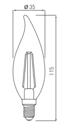 Decor Lumiere lumanare cu led E14 Filament alb neutru 3000K Geam clar 35mm