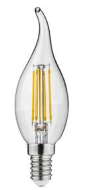 Decor Lumiere lampa cu LED-uri pentru lumânări, soclu E14, filament, rece alb 4000K, sticlă transparentă de 35 mm.