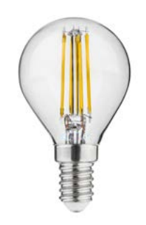 Lampă LED rotundă Decor Lumiere E14 Filament alb neutru 3000K Sticlă clară 45mm