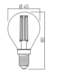 Lampă LED rotundă Decor Lumiere E14 Filament alb neutru 3000K Sticlă clară 45mm
