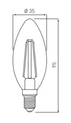 Lampă decorativă Lumiere LED ovală E14 Filament lumină de candelă 1800K Sticlă de fum 35mm.