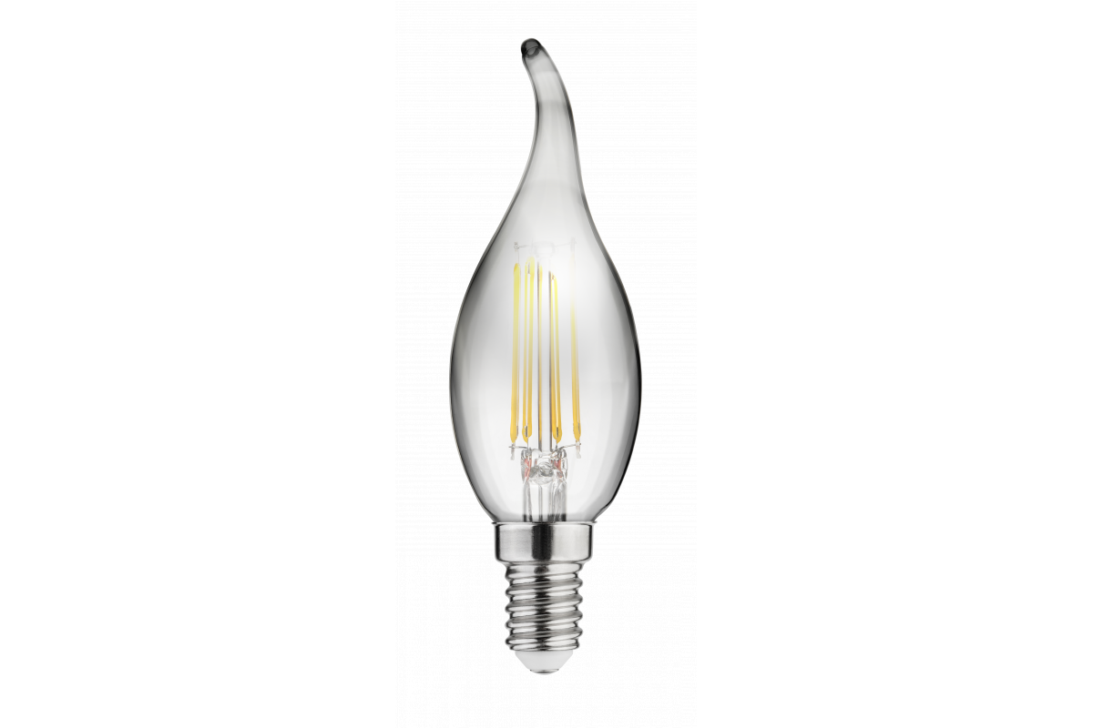 Decorațiunea Lumiere cu lampă LED pentru lumânare E14, cu efect de filament, lumina căldurii de 1800K, sticlă fumurie de 35mm.