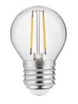 Lampă decorativă Lumiere cu LED rotund E27 Filament, alb neutru 3000K, sticlă transparentă, 45mm, 2W.