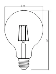 Decor Lumiere lampa rotundă cu LED E27 Filament alb neutru 3000K, sticlă transparentă, 95mm
