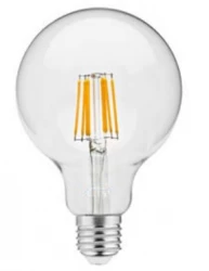 Decor Lumiere lampa rotundă cu LED E27 Filament alb rece 4000K Sticlă clară 95mm