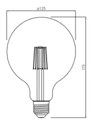 Decorațiunea Lumiere, lampa rotundă cu LED-uri E27 Filament, culoare alb neutru 3000K, sticlă transparentă, 125mm.
