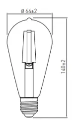 Decor Lumiere Edison led lampă E27 Filament alb neutru 3000K sticlă aurie de 64mm.