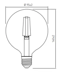 Lampă Decor Lumiere cu LED rotund E27 Filament alb neutru 3000K, sticlă aurie de 95mm.