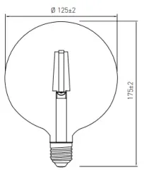 Decorațiune luminoasă cu lampă LED rotundă E27 Filament alb neutru 3000K, sticlă aurie de 125mm.