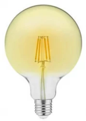 Decorațiune luminoasă cu lampă LED rotundă E27 Filament alb neutru 3000K, sticlă aurie de 125mm.