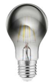 Decor Lumiere lampa rotundă cu LED E27, tip filament, lumina de lumânare 1800K, sticlă fumurie, 60mm.