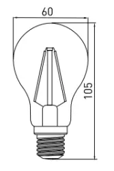 Decor Lumiere lampa rotundă cu LED E27, tip filament, lumina de lumânare 1800K, sticlă fumurie, 60mm.