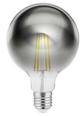 Decor Lumiere lampa rotundă LED E27 Filament lumina de lumânare 1800K Sticlă fumurie 95mm