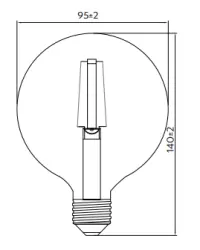 Decor Lumiere lampa rotundă LED E27 Filament lumina de lumânare 1800K Sticlă fumurie 95mm