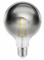 Lampă decorativă Lumiere cu LED rotund E27, filament cald alb 2700K, sticlă fumurie, 95mm.