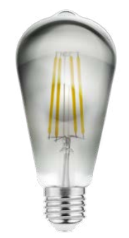 Lampa Edison Decor Lumiere cu LED E27 Filament, alb cald 2700K, sticlă fumurie de 64mm.