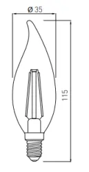 Decor Lumiere candle LED lamp E14 filament cold white 4000K milk white 35mm