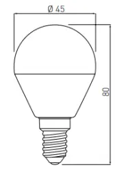 Decorațiunea Lumiere, bec rotund cu led E14, culoare alb neutru 3000K, sticlă transparentă, diametru 45mm.