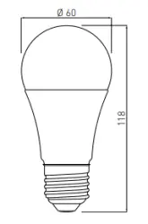 Lampă rotundă cu LED Decor Lumiere E27, alb neutru 3000K, alb luminos, 60mm, 14,1W.