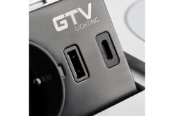 Furniture socket AVARO PLUS, 1xSHUKO, USB A+C, inductive charging device 5 W, cable 1.5 m, white