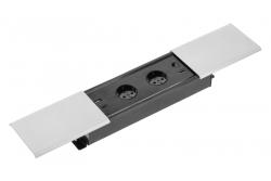Furniture socket PRESTINO, 2xSHUKO, USB A+C, HDMI, RJ45 cable 1.5 m, aluminum