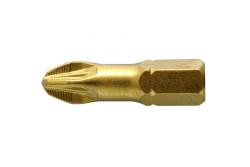 Screwdriver bit, PZ3 25 mm, S2 steel, titanium coated, 5- piece blister
